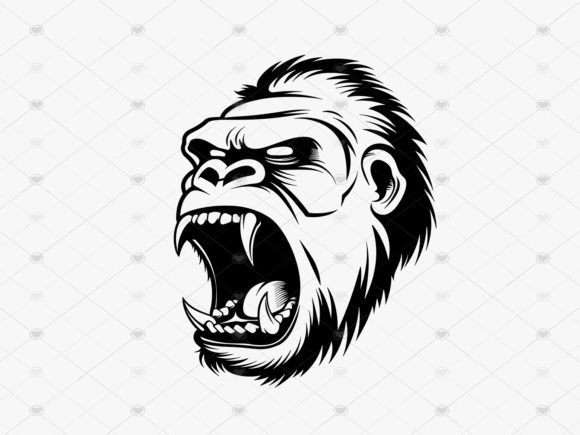 Download Fierce Gorilla Head Decal Silhouette PNG - Silhouette png Collection