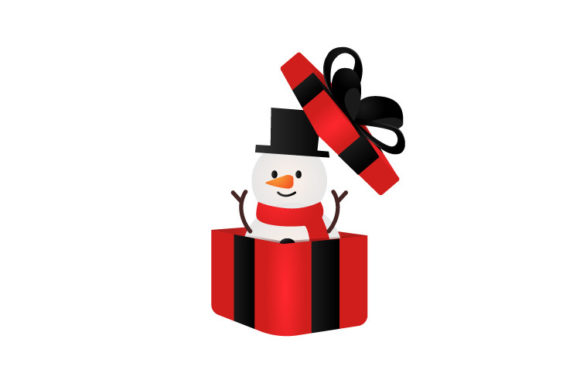 Download Illustration Snowman in a Red Gift Box - Premium Resources