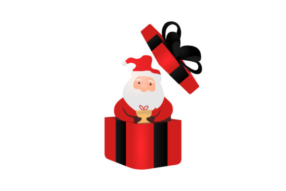 Download Cute Cartoon Santa Claus in a Red Gift - Premium Resources