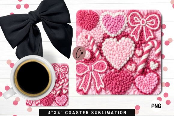 Download Faux Latch Hook Valentine Coaster PNG - Latch hook valentine Collection