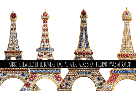 Download Patriotic Jeweled Eiffel Tower Clipart - Eiffel tower Collection