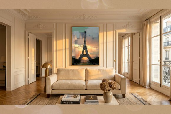 Download Eiffel Tower Sunset Impasto Oil Art - Eiffel tower Collection